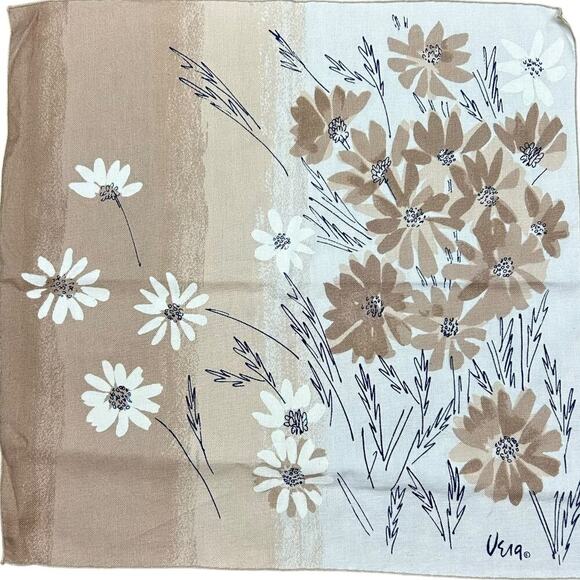 Vintage 70's Vera Neumann Napkins Set of 2 Brown Tan Floral Boho Home VTG Retro - Picture 2 of 4